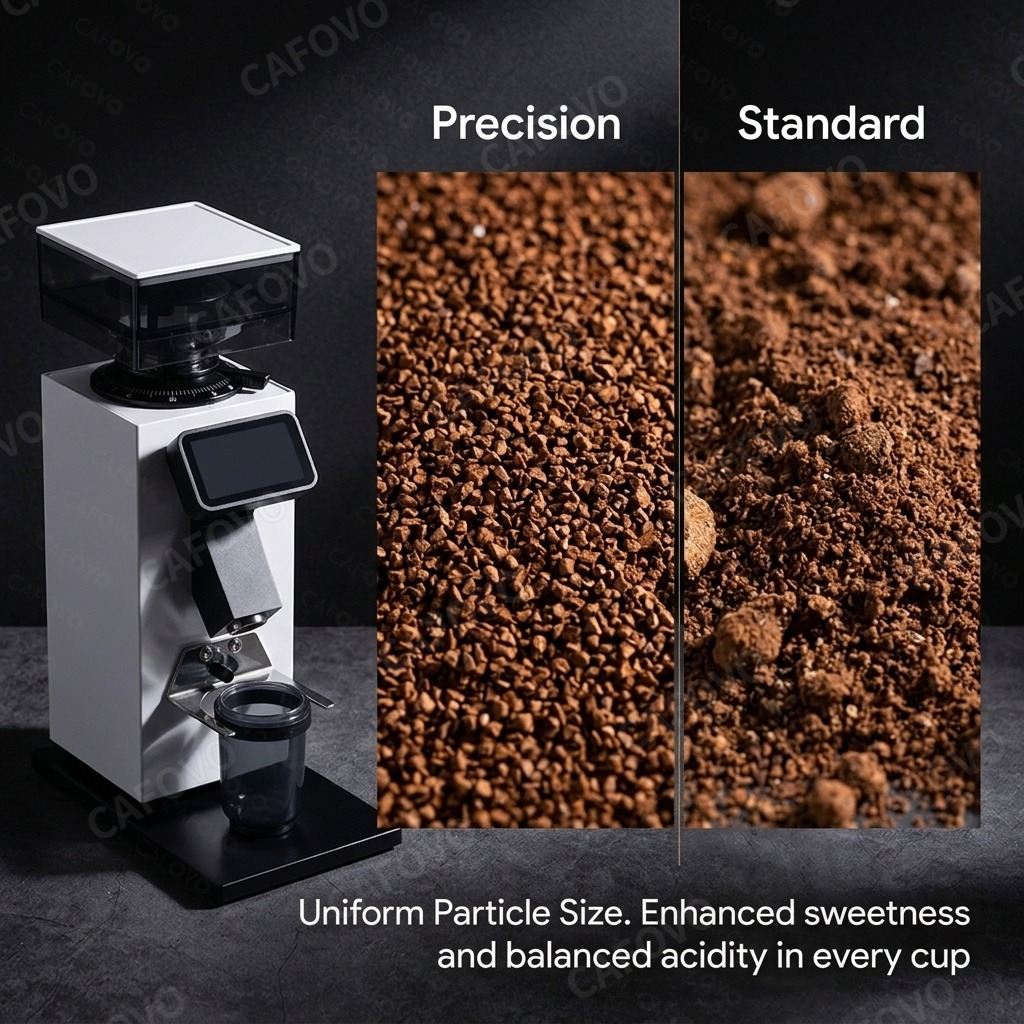 CAFOVO G964F Time-Based Dosing - đánh giá và giá Coffee Grinder Burr Flat